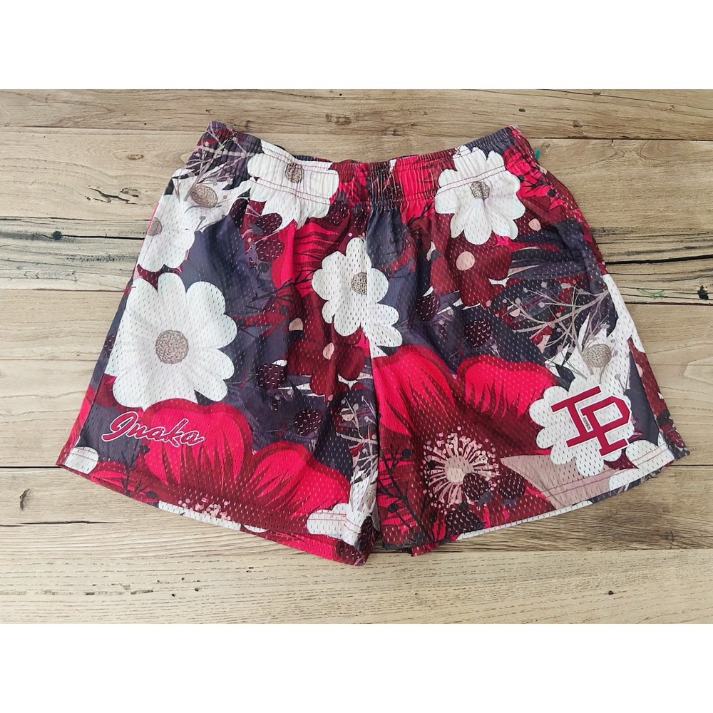 Inaka Power Tiger Stripe Shorts Men's L 5" Inseam Workout Gym Floral Flower